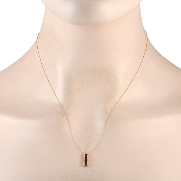 LB Exclusive PD4-16063YRU Diamond Ruby Pendant Necklace Gold 3