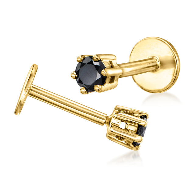 Ross-Simons RS Pure Black Diamond Stud Earrings Yellow Gold 4