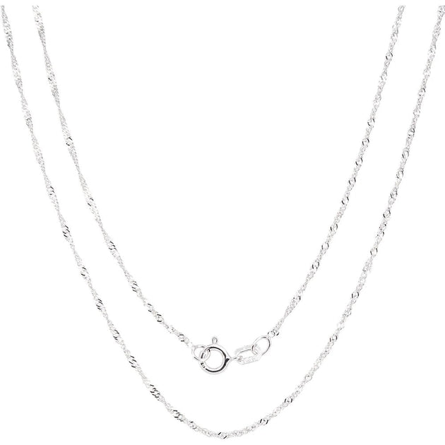 A & M 925 Sterling Silver Singapore Chain Necklace Silver 18 2