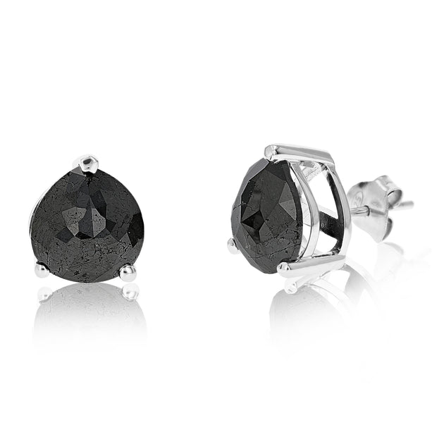 Vir Jewels Pear Shape Black Diamond Stud Earrings Black 2
