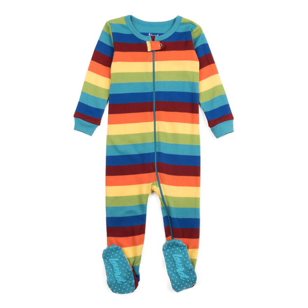 Leveret Kids Footed Cotton Pajamas Striped Multi 12-18 Months 2