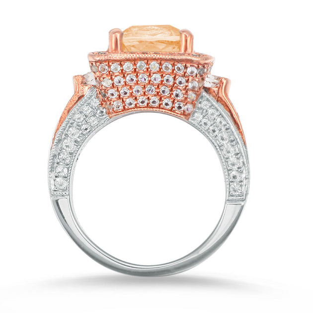 Suzy Levian Two-Tone Sterling Silver Citrine Ring Orange US 9 4