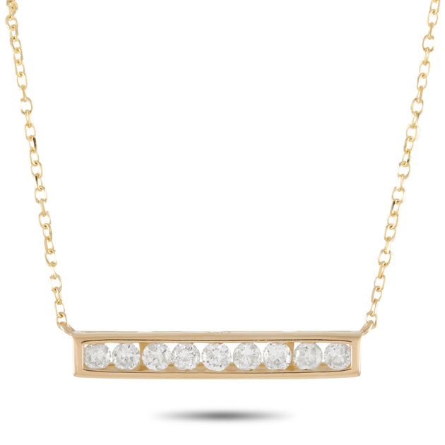 LB Exclusive 0.25ct Diamond Bar Necklace Yellow Gold 4