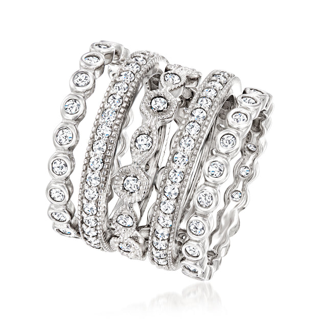 Ross-Simons CZ Jewelry Set 5 Eternity Bands Silver US 5 4