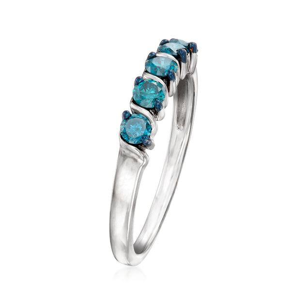 Ross-Simons Blue Diamond 5-Stone Ring Blue US 7 4