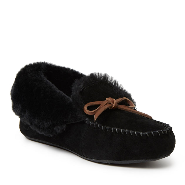 Dearfoams Foldover Moc Suede Slipper Beige US 7 2