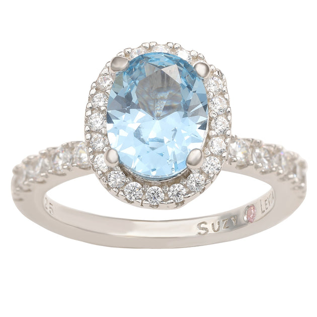 Suzy Levian Bague Halo Bleu US 8 2