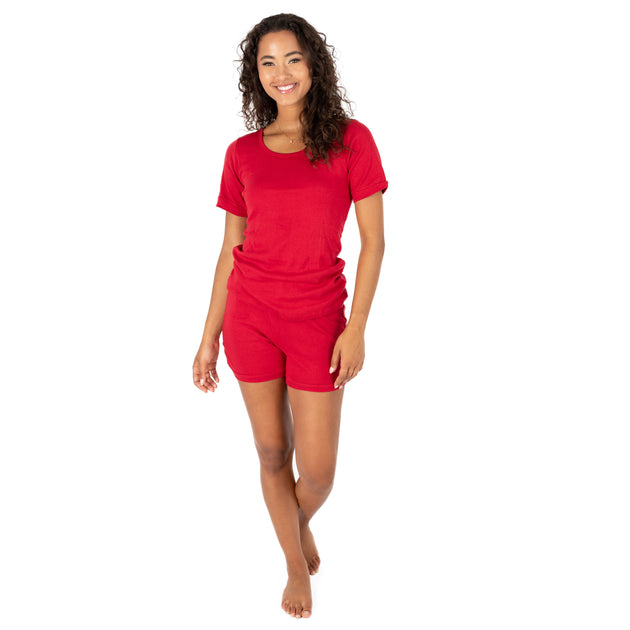 Leveret Womens Two Piece Short Cotton Pajamas Blue Small 2