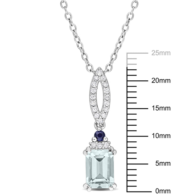 Mimi & Max Aquamarine Sapphire Diamond Necklace Blue Sterling Silver 4