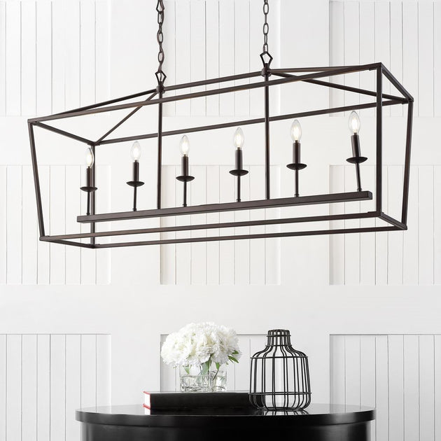 Jonathan Y Pagoda 49 inch Linear 6-Bulb Lantern Metal LED Pendant 4