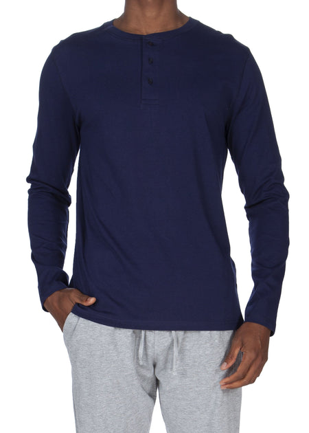 Unsimply Stitched Long Sleeve Henley Blue Medium 5