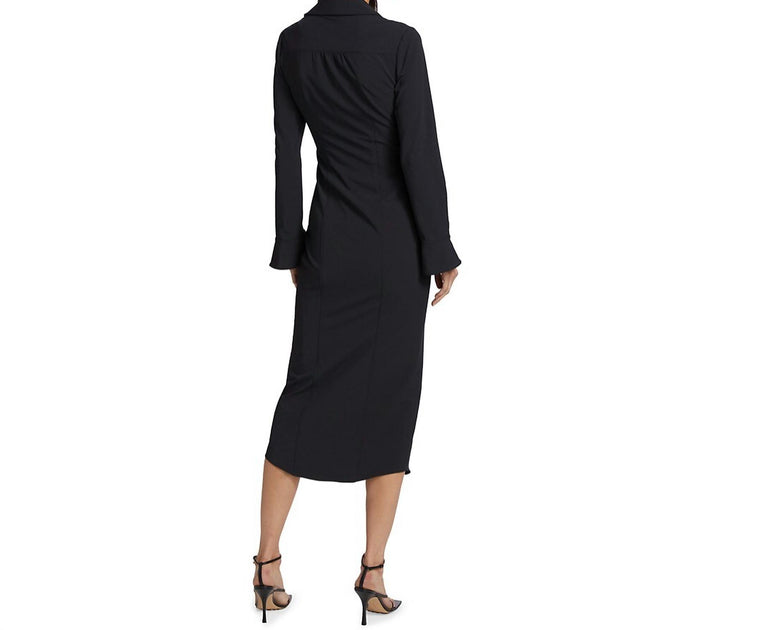 Cinq a Sept Mckenna Collared Midi Dress Black US 2 4