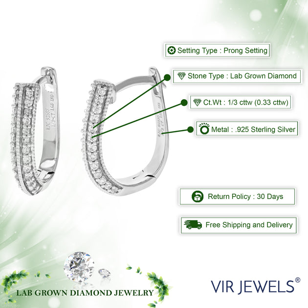 Vir Jewels Lab Grown Diamond Hoop Earrings Silver 4