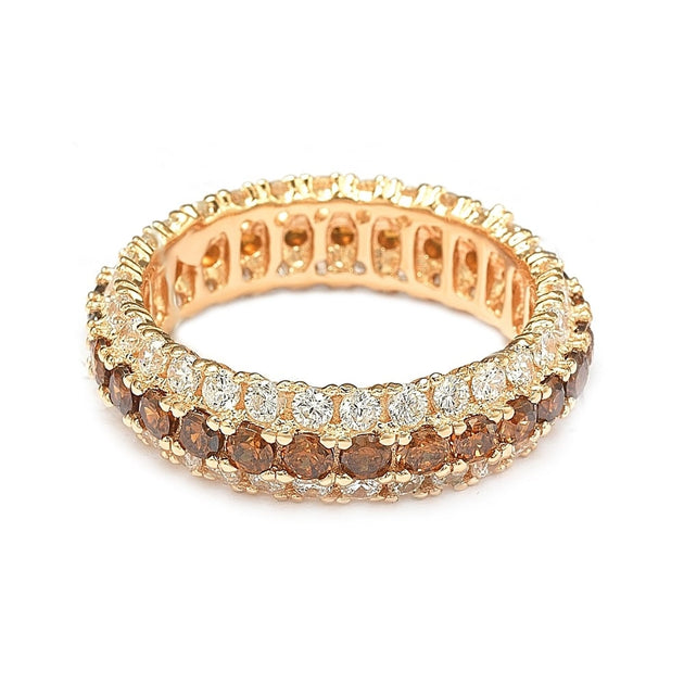 Suzy Levian Rosed Sterling Silver Cubic Zirconia Eternity Band Brown US 8 3