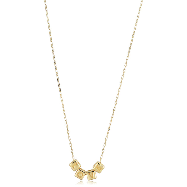 Fremada Love Letter Block Necklace Yellow Gold 2