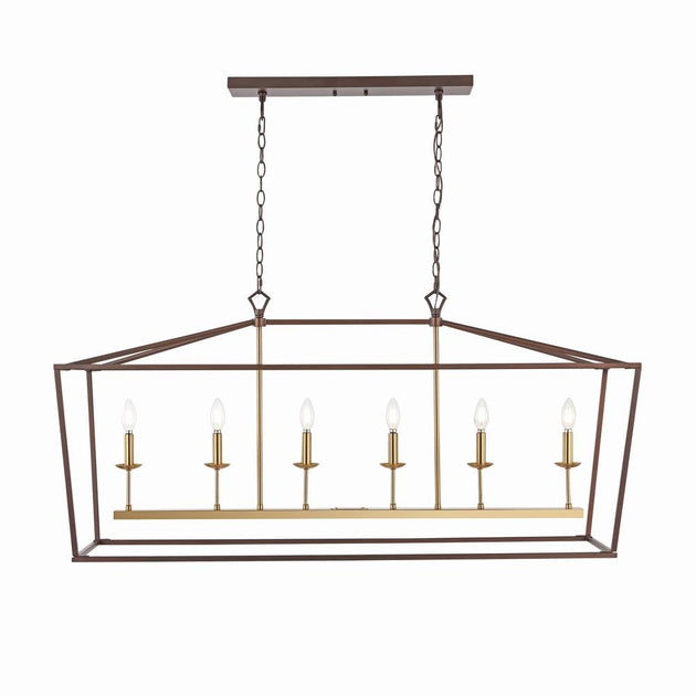 Jonathan Y Pagoda 49 Inch Linear 6-Bulb Metal LED Pendant 3
