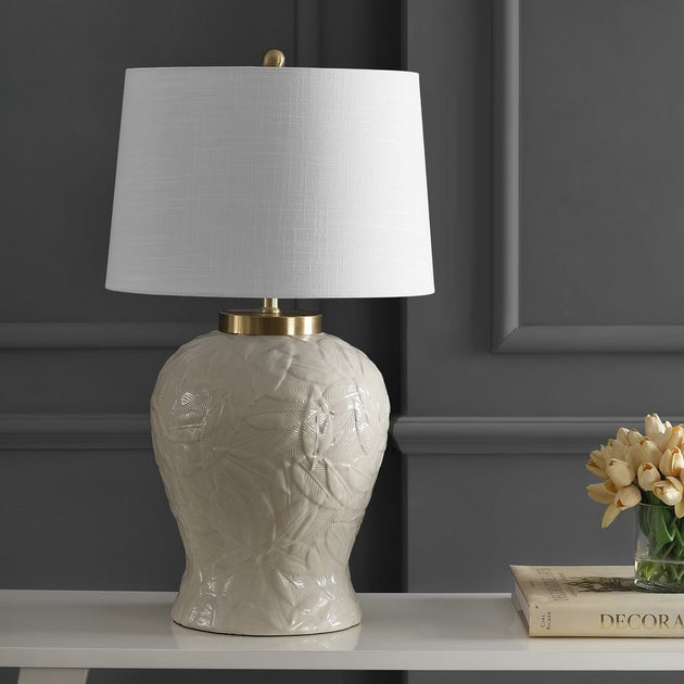 Jonathan Y Regency Palm Leaf 31.5" Table Lamp Ivory 4