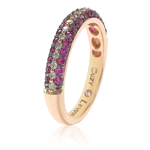 Suzy Levian Micro-Pave Half-Eternity Band Red US 5.5 4