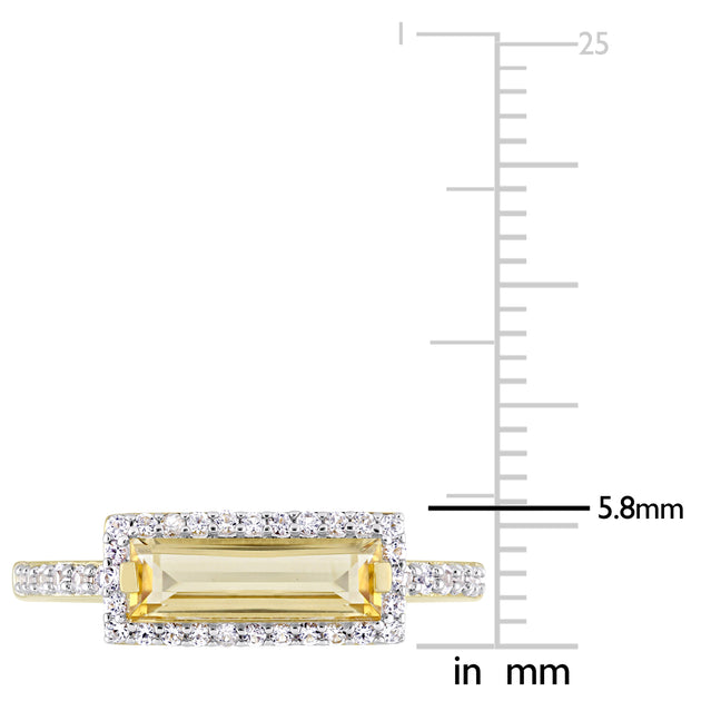 Mimi & Max Citrine White Sapphire Halo Ring Silver US 9 4