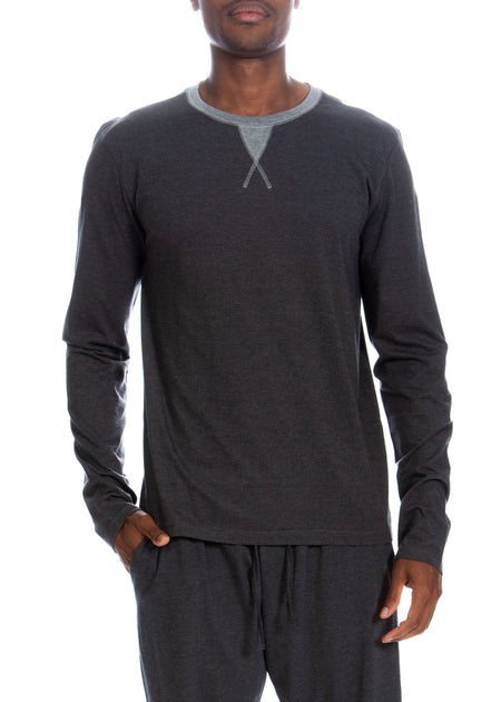 Unsimply Stitched Long Sleeve Contrast Crew Blue Medium 4