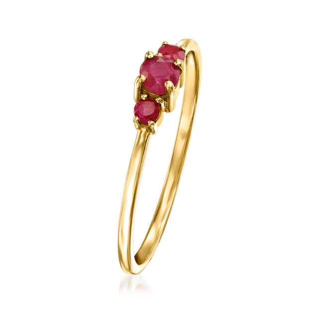 Ross-Simons RS Pure Ruby 3-Stone Ring Red US 8 4
