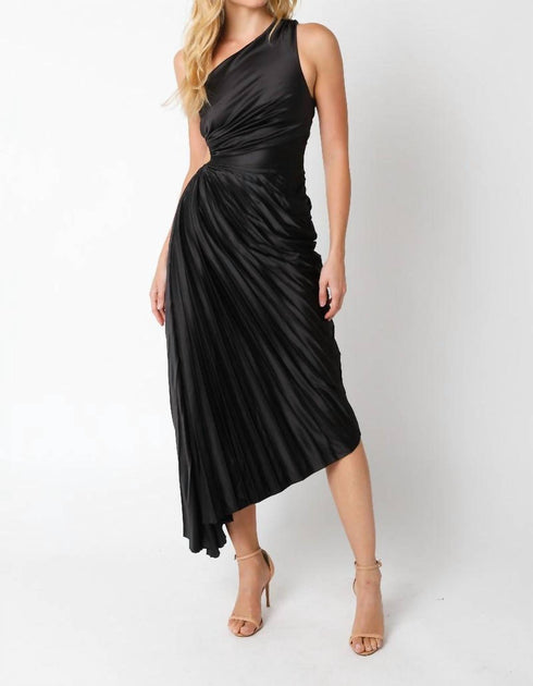 OLIVACEOUS Priscilla Pleated Dress Black Small 2