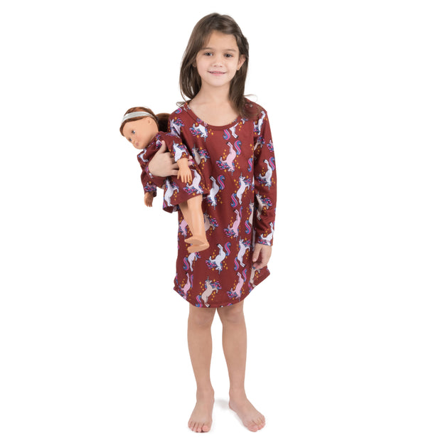 Leveret Mädchen und Puppe Nachthemd Einhorn Multi US 5T 2
