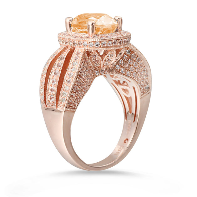 Suzy Levian Sterling Silver Citrine Ring Pink US 5 3