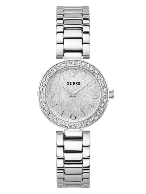 Guess Rhinestone Logo Bracelet Watch Silver Tone Japan Movt U12539L1 New Authentic GUESS Watch, Women main image 4