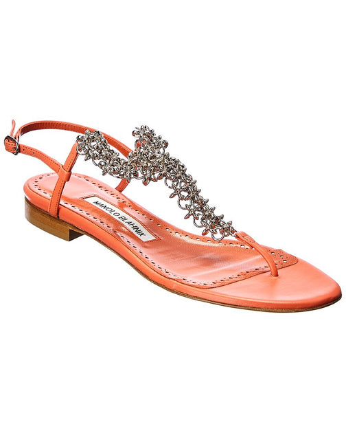 Manolo Blahnik Leather Sandal Orange EU 36.5 2