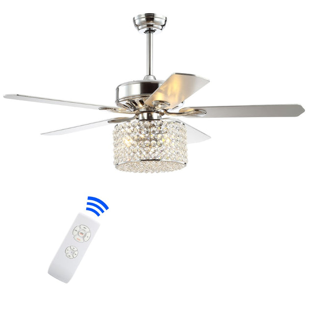 Jonathan Y Brandy 52 Inch 3-Light Crystal Drum LED Ceiling Fan Chrome 3