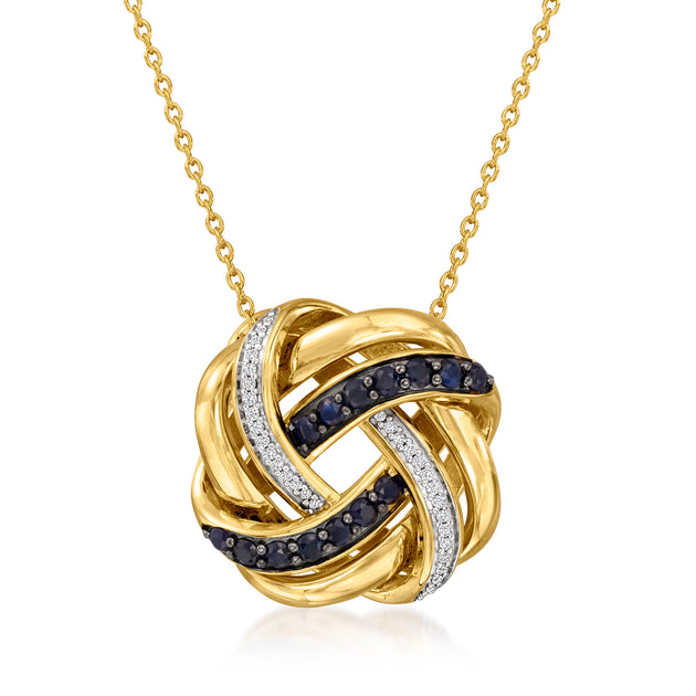 Ross-Simons Sapphire and Diamond Love Knot Pendant Necklace Black 2