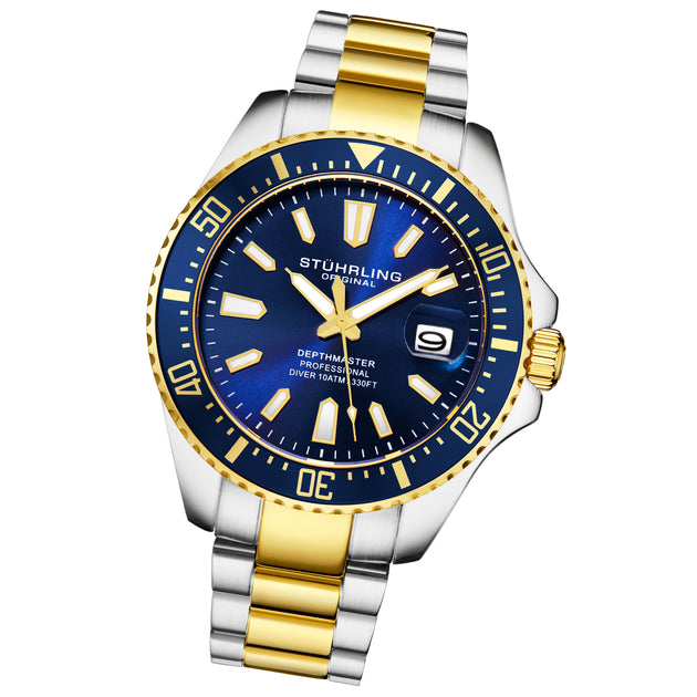 Stuhrling Original Depthmaster 3950A Quartz Diver Silver Blue 42mm 3