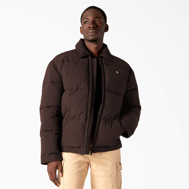 Dickies Overbrook Puffer Jacket Brown Small 2