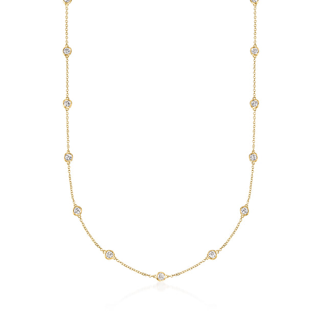 Ross-Simons Bezel-Set Diamond Station Necklace White Gold 7