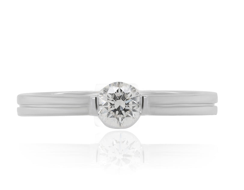 Diana M. 18kt White Gold Diamond Double Band Ring Silver US 6.75 2