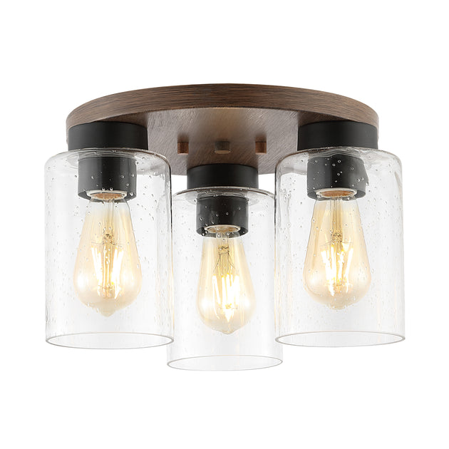 Jonathan Y Nola 3-Light Semi Flush Mount Brown 3