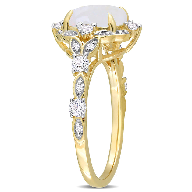Mimi & Max Opal Diamond Accent Halo Ring White US 6 3