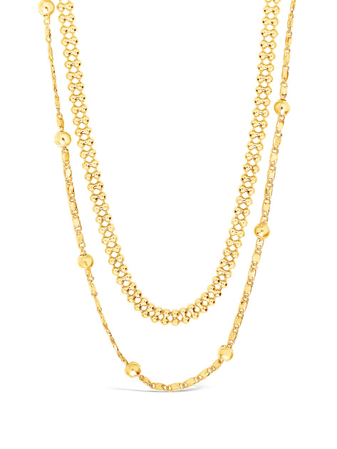 Sterling Forever Layered Beaded Chain Necklace Gold 4