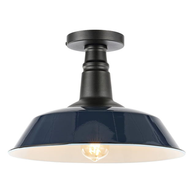 Jonathan Y Camila 14in 1-Light Industrial Iron LED Semi Flush Mount Black 3