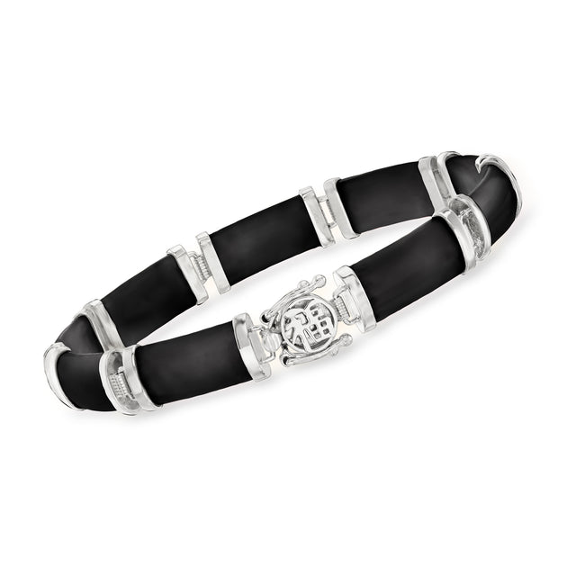 Ross-Simons Good Fortune Black Agate Bracelet Black 3