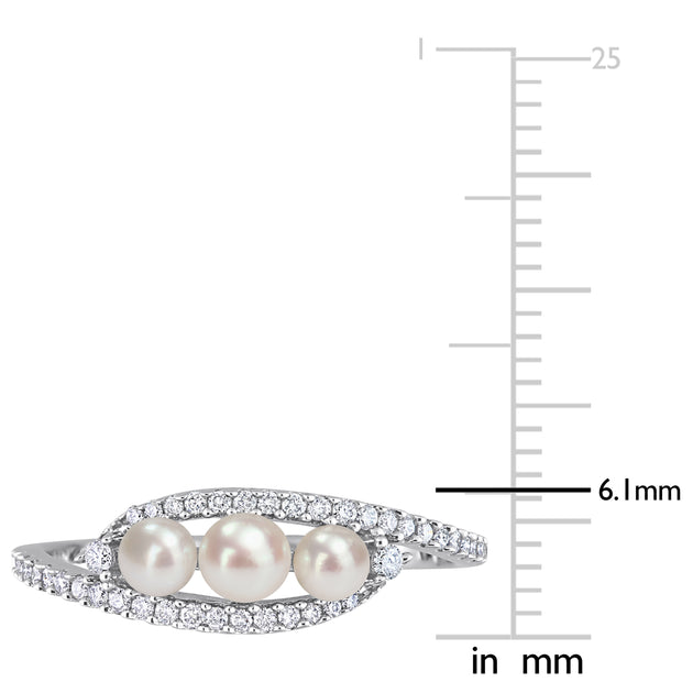 Mimi & Max Pearl Diamond Bypass Ring White US 6 3
