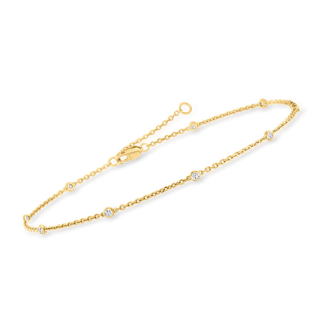 Ross-Simons Diamond Station Anklet Gold 4