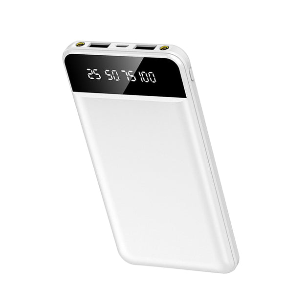 Global Bazaar Batterie externe fine 10K mAh avec 2 ports USB et lampe de poche LED blanche 3