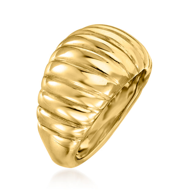 Ross-Simons Italian 18kt Yellow Gold Electroform Ribbed Dome Ring Gold US 8 4