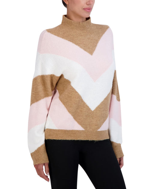 BCBGMAXAZRIA Mock Neck Sweater Beige Large 3