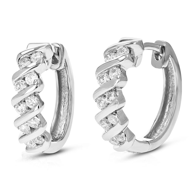 Vir Jewels Lab Grown Diamond Hoop Earrings Silver 2