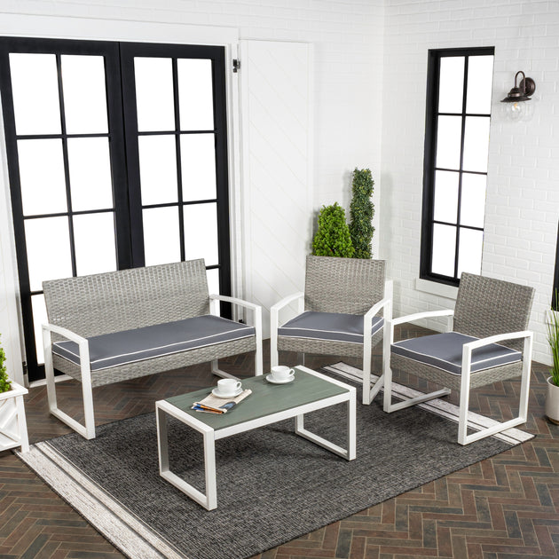 Jonathan Y Elina 4-Piece Patio Set White/Gray 4