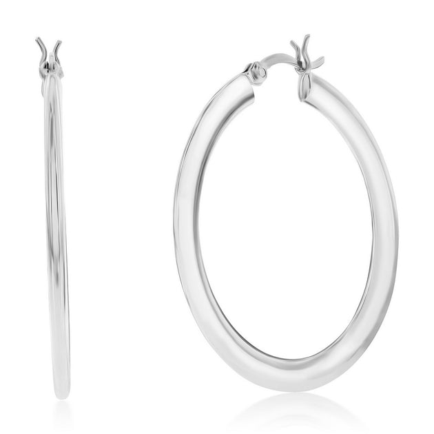 Simona Hoop Earrings Silver 40mm 2