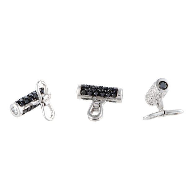 de Grisogono Accessoire 18K White Gold White and Black Diamonds Tuxedo Toggle Buttons Set White 3
